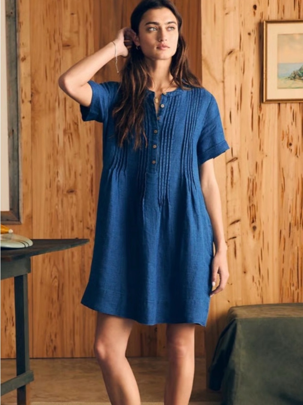 Faherty Gemina Basketweave Linen Dress